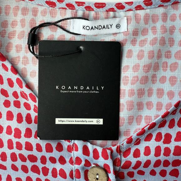 Koandaily Red Polka Dot Smock Mini Dress 3X Coastal Chic Oversized Boho Style - Picture 9 of 13